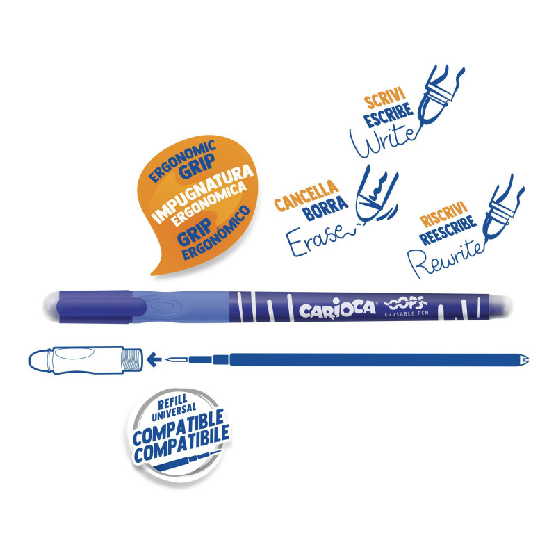 CARIOCA Oops Penne BLU con cappuccio 12 Pz
